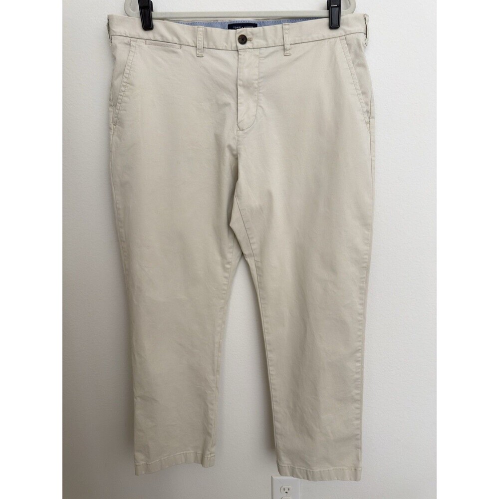 Tommy Hilfiger Pants Mens 38/30 Beige Tailored Fit Casual Chino Cotton Classic